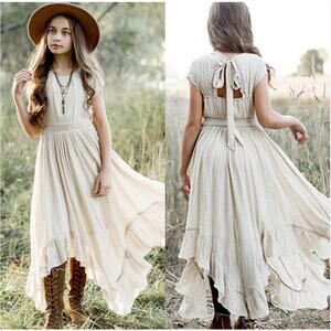 Joyfolie Cream Briley Maxi Dress Girls 4 - Flowy Ruffle lace wedding